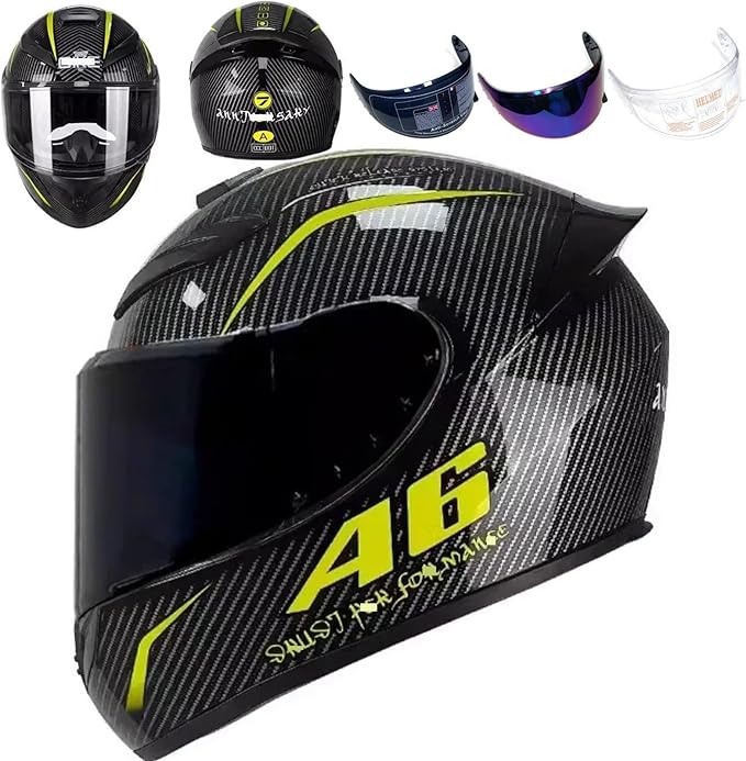 Full Face Motorcycle Helmet Racing Motocross Helmets with Pinlock Compatible Clear&Tinted Visors DOT Model Approved Street Bike Helmet