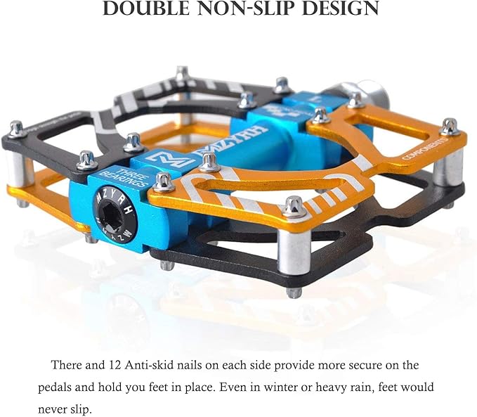 ThinkTop Aluminum Alloy Mountain Bike Pedals Axle 9/16 3 Bearing Platform Pedals Flat Sealed Ever Lubricate Bearing for Road BMX MTB Bicycle Cycling