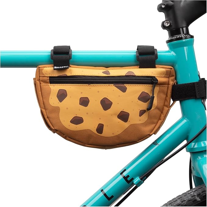 Snack! Chocolate Chip Cookie Bike Bag – Fun Bicycle Frame & Handlebar Bag with Adjustable Straps – Mounts on Top Tubes, Handlebars & E-Bikes – Sweet Cycling Storage for Everyday Rides