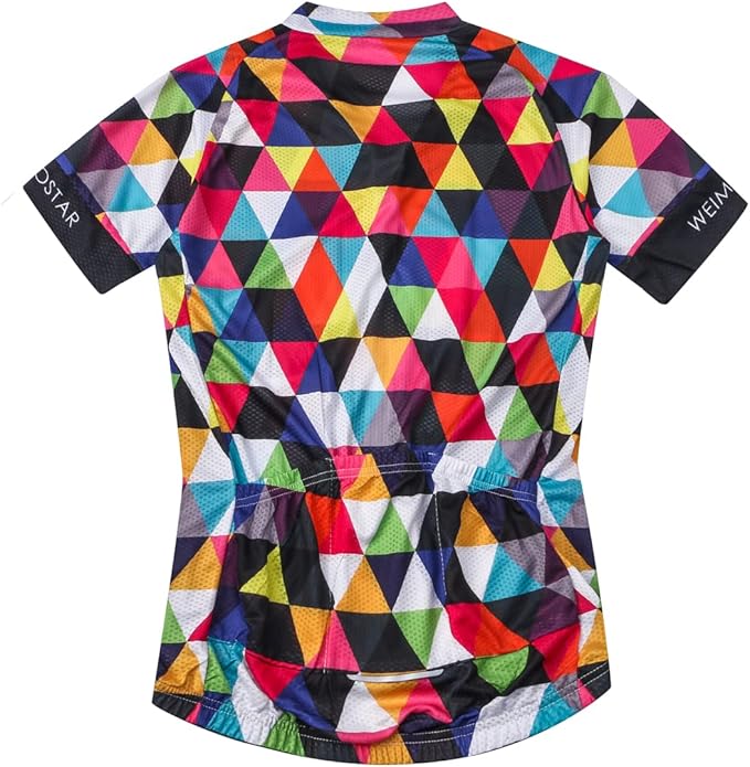 Weimostar Men's Cycling Jersey Short Sleeve Bike Clothing Multicolored Diamond