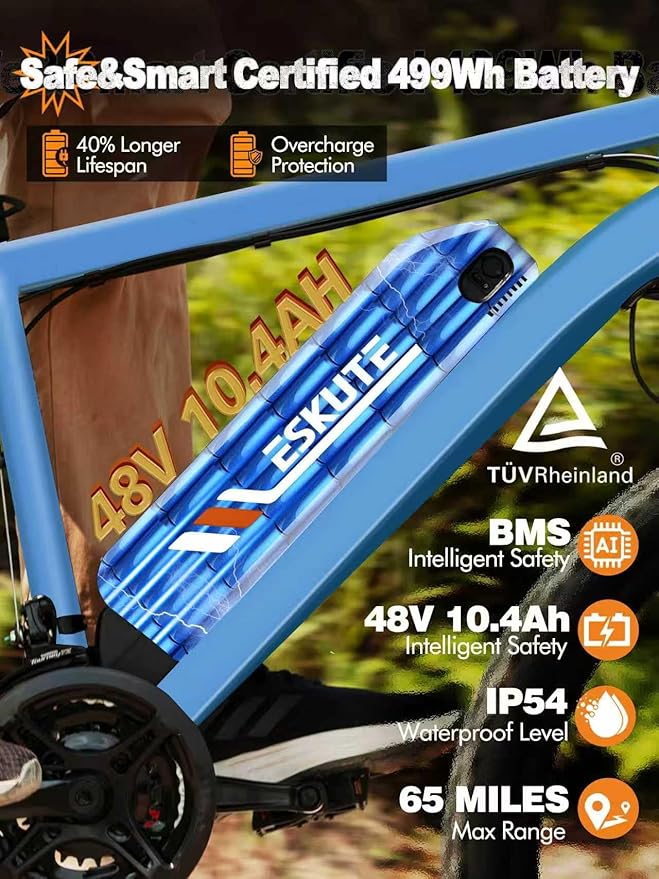 M200 Electric Bike for Adults – 21-Speed Gear 27.5" Mountain E-Bike, 1200W Peak Brushless Motor 28MPH, 48V 10.4Ah&13Ah Removable Battery, Up to 55-65 Miles Range, Step Over Commuter E-MTB, NFC Unlock