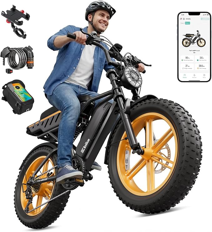 Electric Bike for Adults,1500W Peak Motor Retro E Bike,30MPH Max Speed,60/110 Miles Range,Removable 48V 15Ah Battery,20"x4.0"Fat Tire,Ebike with Suspension,UL 2849