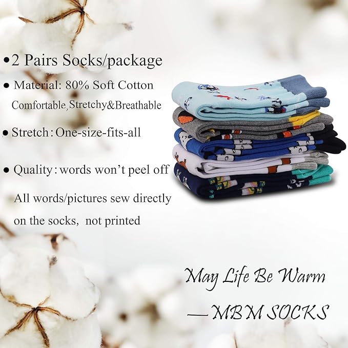 MBMSO Funny Bike Socks Cyclists Gifts 2 Pairs I'd Rather be Biking Socks Gift for Biker Novelty Cycling Lover Gifts