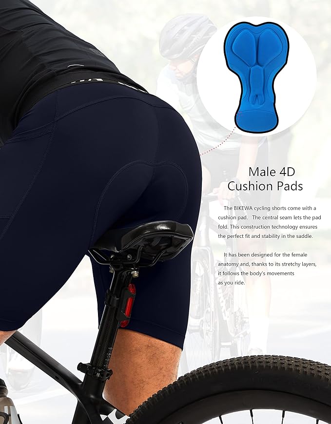 Men's 4D Padded Bike Shorts Cycling Underwear Biking Bicycle Padding Shorts for Men Side Pockets