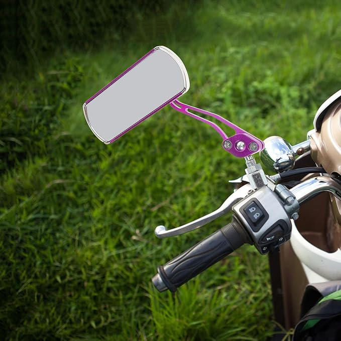 2pcs Bicycle Side View Mirrors for Motorcycles and Scooters, Adjustable Purple Rearview Bike Mirrors for Handlebars, Mountain Bike and Ebike Accessories