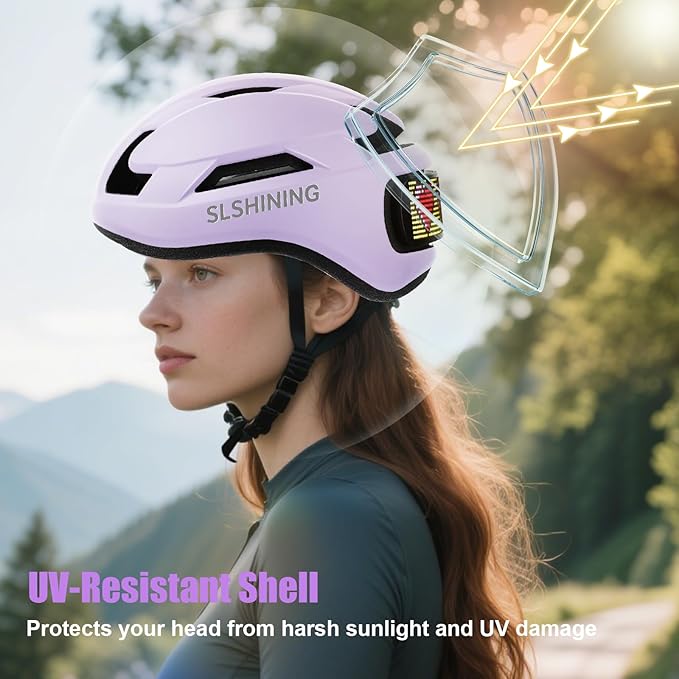 Bike Helmet, Bicycle Helmets with Light, 360° High Visibility LED Display, Lightweight Adjustable Mountain Bike Helmet with Turn Signals, Smart APP Controlled, Helmets for Adults, Youth, Men & Women