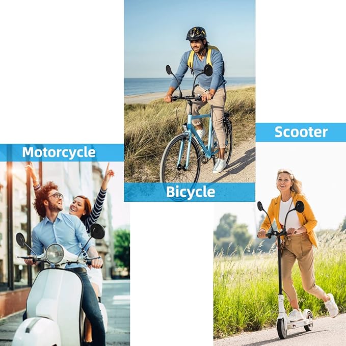 2 Pack Bike Mirror,Adjustable Rotatable Rear View Glass Convex Mirror Bicycle Mirrors,Handlebar Rear View Mirrors for Mountain Road Bike Bicycle Electric Motorcycle