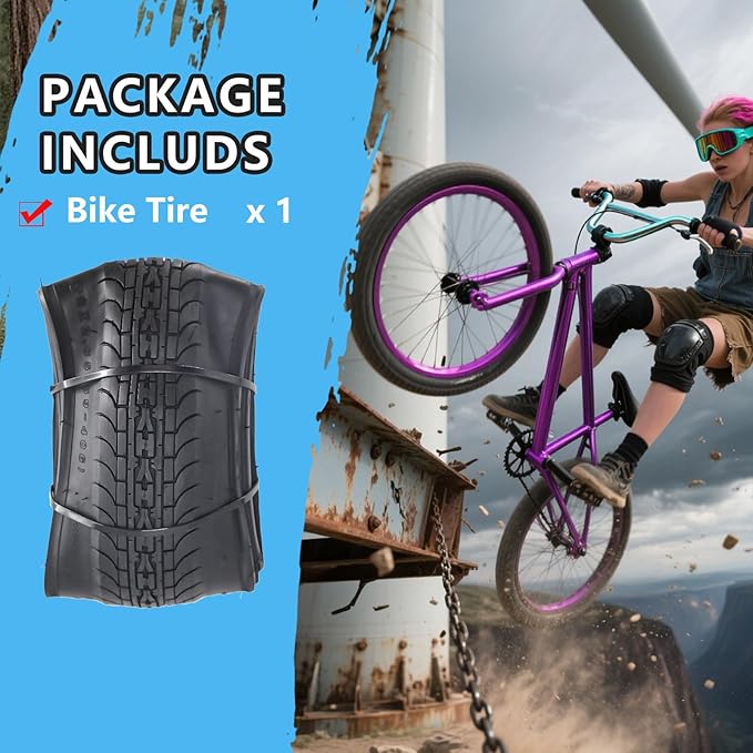 SIMEIQI 26x2.35 20x2.35 Inch Cruiser Beach Bike Tire Black White Wall or Brown Cream Wall Folding Replacement Bicycle Tire for Hybrid City Commuter Trail