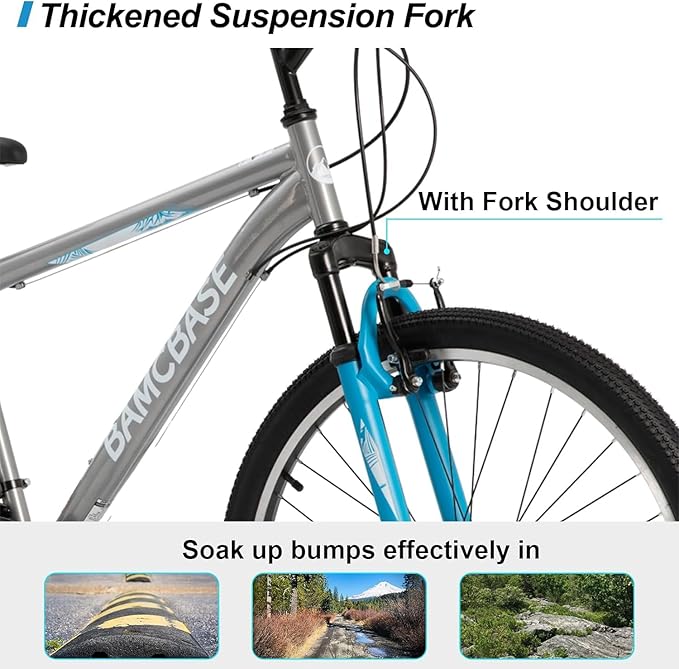 HILAND Adult 26 Inch Mountain Bike, Mens Womens Bicycle, High-Carbon Steel Frame Mountain Bicycle, Sport MTB for Adults, Multi-Color