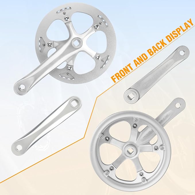 ZUKKA Bicycle Crankset 42/46/52 Teeth Aluminum Alloy Crankset with Double Chain Cover 170mm Arm for MTB Mountain Bike Compatible with 6/7/8/9/10 Speeds Bike Square Type