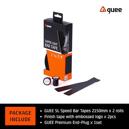 GUEE SL Speed Road Bike Handlebar Tape – Premium PU Leather, Microtex Structure, Shock-Absorbing Foam, Ultra-Light 30g, Anti-Slip Racing Grip (2 Rolls, Lightning Silver)