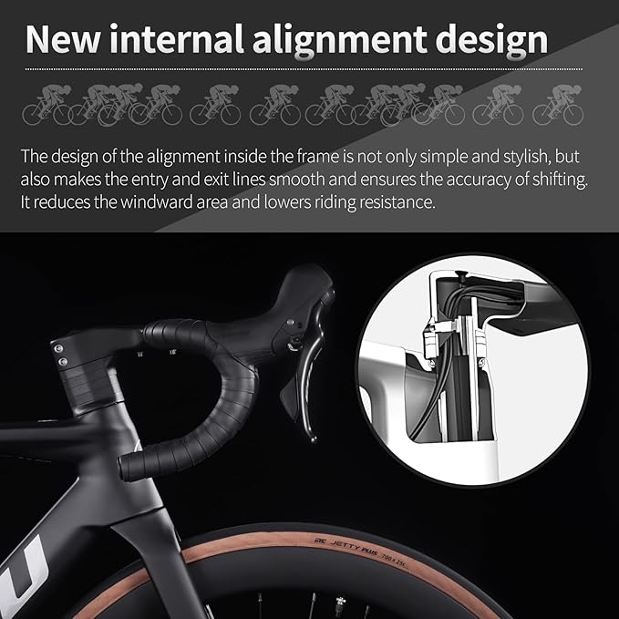 KOOTU Carbon Road Bike, Full Carbon Fiber Disc Brake Lightweight Racing Bicycle with Shimano 105 R7120 24 Speed Groupset and Hydraulic Disc Brake for Adult