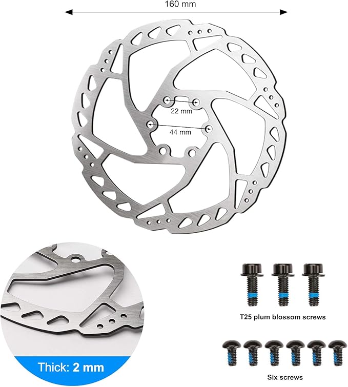RUJOI Bike Disc Brake Kit, Aluminum Front and Rear Caliper, 160mm Rotor, Mechanic Tool-Free Pad Adjuster for Road Bike, Mountain Bike …