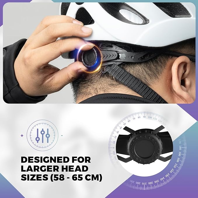ROCKBROS Bike Helmet for Adult Men Women with Suggested Fit 58-65cm, Detachable Magnetic Goggles & Sun Visor, Lightweight with Adjustable Side and Chin Strap, Suitable for Myopia Glasses