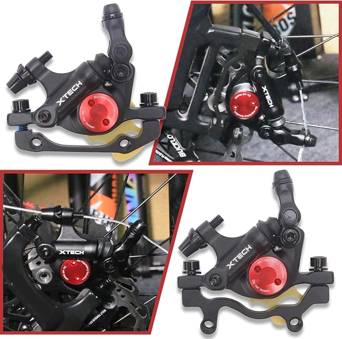 BUCKLOS Zoom HB-100 MTB Line Pulling Hydraulic Disc Brake Calipers Front + Rear, Aluminum Alloy Mountain Bike Hydraulic Disc Brakes with is/PM Universal Caliper Adapter for XC Trail, Fat Bike…
