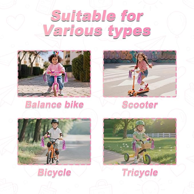 PLATT Bike Bell for Kids, Bike Horn for Boys and Girls Bike with 1 Pair Bike Streamer Tassels