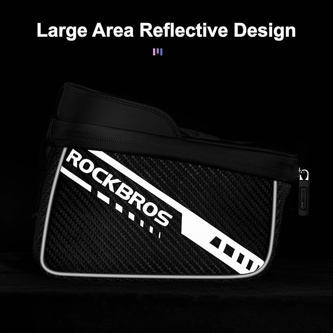 ROCKBROS Bike Phone Front Frame Bag Top Tube Bike Bag Bicycle Handlebar Bag Cell Phone Holder Mount Bag Cycling Accessories Storage Pouch for Phone 7.2”