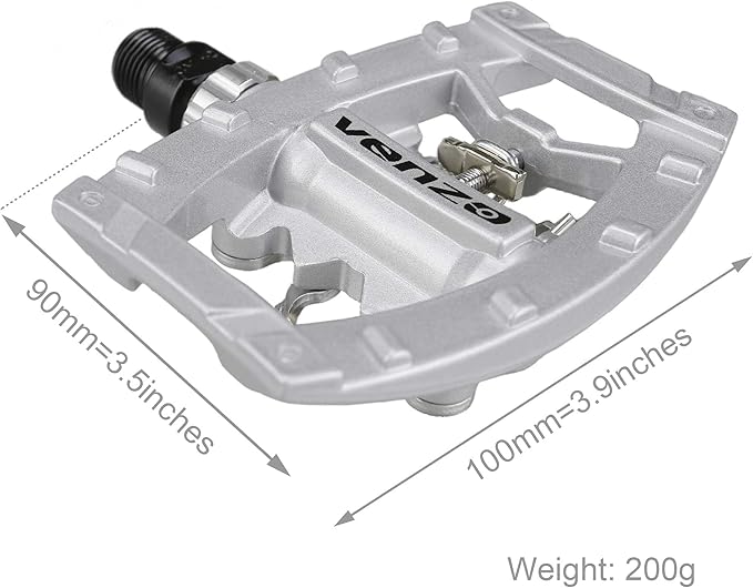 Venzo Dual Function Platform Multi-Use Compatible with Shimano SPD Mountain Bike Bicycle Sealed Clipless Pedals - Dual Platform Multi-Purpose - Great for Touring, Road, Trekking Bikes