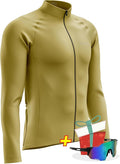 Men's Cycling Jersey Moisture Wicking Long Sleeve Full Zip Bike Road Riding Biking Shirts+ Cycling Glasses