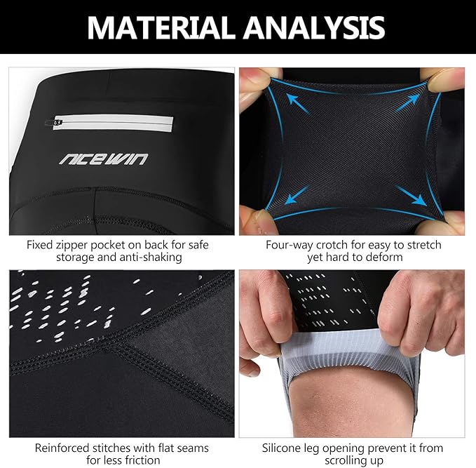 Men's Cycling Shorts Anti-Slip Leg 4D Padded Bike Shorts with 3-Pockets Breathable Biking Bicycle Motorcycle Half-Pants