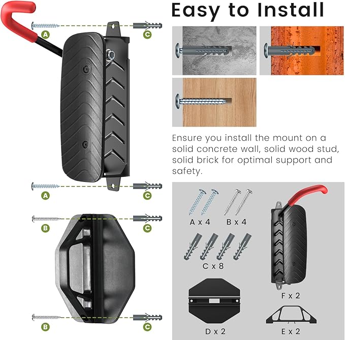 Housolution Swivel Bike Wall Mount [2 Pack], 150° Swivel Holds up to 66lbs Vertical Bike Rack Wall Hanger, Bike Hangers for Garage, Mountain Bike Wall Mounts, Bicyckle Storage Rack for Garage