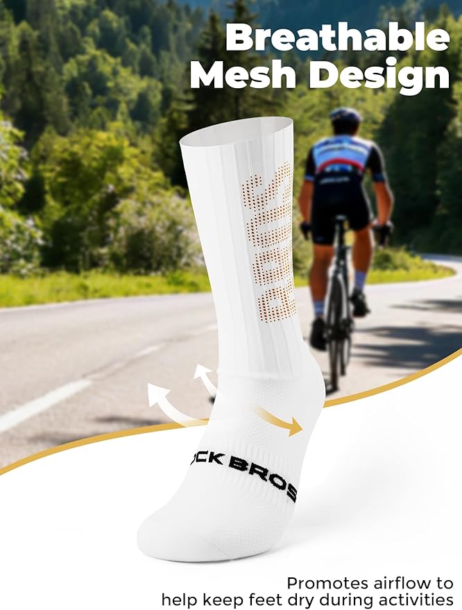 ROCKBROS Cycling Socks with Breathable Mesh, Moisture-Wicking & Odor-Resistant for Men & Women, Anti-Slip Silicone Grip