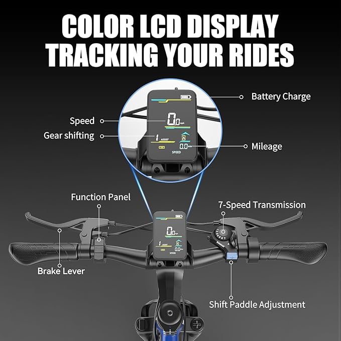 ASKGO Electric Bike for Adults, 1500W Peak Motor, 25Mph, 65Miles, 48V 10AH Removable Battery, 26“ Mountain Ebike with 7-Speed Gear for Beach Snow Commuter