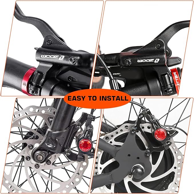 BUCKLOS MTB Hydraulic Disc Brakes Set, Mountain Bike Left Front 800mm Right Rear 1450mm Brake Aluminum Alloy Levers with Calipers PM/is Adapter Fit E-Bike(Pred Bled/Pads Included)