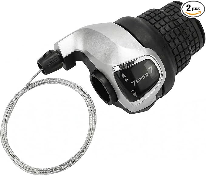 7 Speed Grip Shifter, Right 7 Speed Shifters Bicycle Gear Shifter 7 Speed for MTB City Commuter Youth & Kids Bikes (Silver and Black)