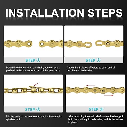 Gold Bike Chain 12 Speed Bike Chain,1/2 x 11/128 Inch,116 Links, Alloy Steel,Triple Strand,Suitable for Mountain Bike Road Bike