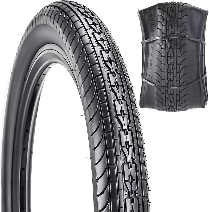 SIMEIQI 26x2.35 20x2.35 Inch Cruiser Beach Bike Tire Black White Wall or Brown Cream Wall Folding Replacement Bicycle Tire for Hybrid City Commuter Trail