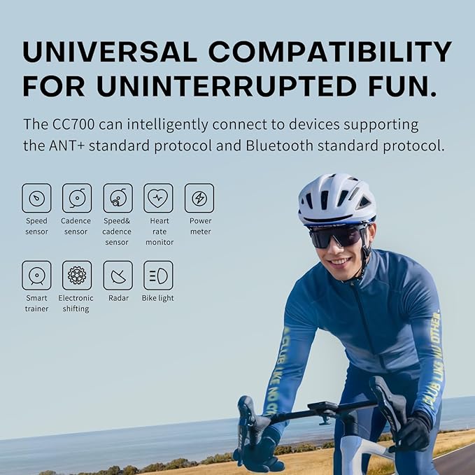 GEOID CC700 2.8" Color Screen Bike/Cycling Computer Wireless - Route Navigation with Re-Route Planing, WiFi Auto-Sync, ANT+/Bluetooth, Fast 5s GPS Positioning, Free Indoor Training