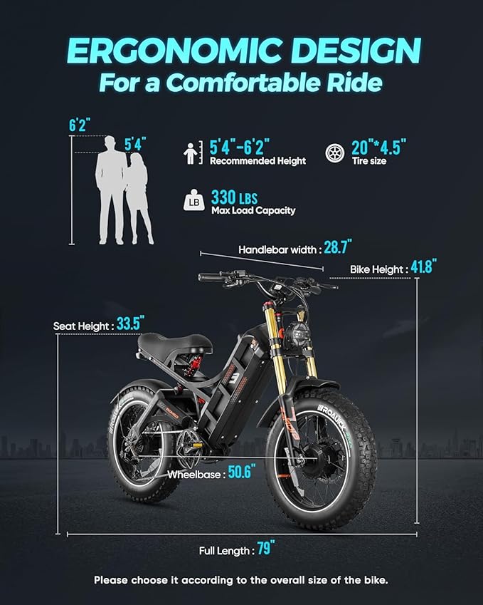 eAhora Romeo Pro 3 Electric Bike - [2026 Latest] 50MPH 5600W Dual Motor 60V 80AH 250Miles Long Range Ebike for Adults, 26" * 4.0 Fat Tire Fast Electric Mountain Bike Full Suspension Off-Road E-Bike
