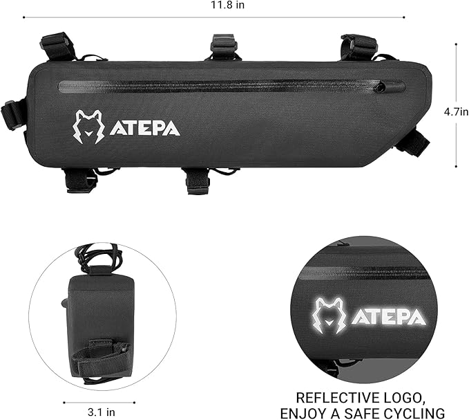 ATEPA Bike Frame Bag 2L/4L Bicycle Bag Top Tube Bike Bag For Bicycles Bike Saddle Bag Bike Pouch Under Seat For Mountain Road Bike Waterproof Large Capacity