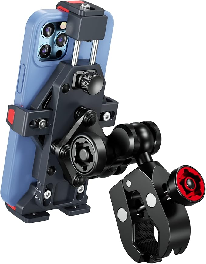 BRCOVAN Metal Anti-Theft Motorcycle Phone Mount with Vibration Dampener & High-Speed Secure Lock, Adjustable Aluminum Alloy Motorcycle Cellphone Holder for Bike Scooter ATV UTV Fit 4.7''-7.2'' Phones