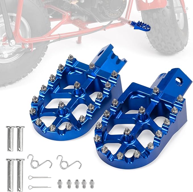 Mini Bike Foot Pegs CNC Anti-Slip Wide Footpegs for CRF50 CRF70 Coleman CT100U CT200U BT200X CC100X CRF XR50 70 110 125 SSR Apollo TaoTao Motorcycle Dirt Bike Pit Bike Pedal (Blue)