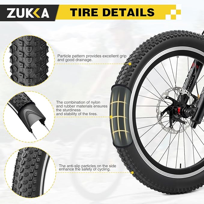 ZUKKA Bike Tire 20/24/26/27.5/29 x 2.125 Bike Tire 2 Pack Mountain Bike Tire Folding Replacement Tire for MTB Mountain Bike, Kids