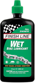 Finish Line Wet Bicycle Chain Lube – Long-Lasting Wet Style Lubricant for Road, Mountain, and Gravel Bikes – Reduces Friction and Repels Water – 8oz Drip Bottle