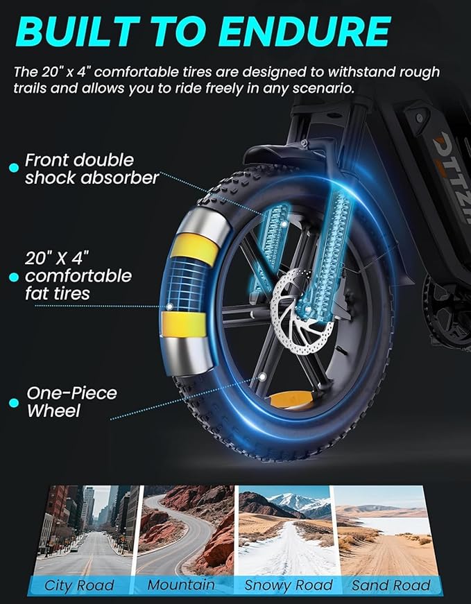 F6/F6S/F6PRO Electric Bike for Adults with NFC & Password Unlock, 4000/2000/1500W, 50/40/33MPH, 60V 30Ah, 48V 15/25Ah E-Bike, 100-60 Miles Electric Motorcycle, 20" Fat Tire Electric Dirt Bike