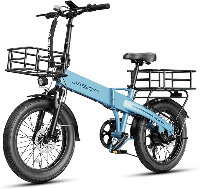 Jasion Electric Bike for Adults, 1000W Peak Motor Foldable Ebike, Aluminum 20'' Fat Tire Electric Bicycle Built-in 48V Removable Battery, EBS Commuter E Bikes up to 23 MPH & 45 Miles Max Range