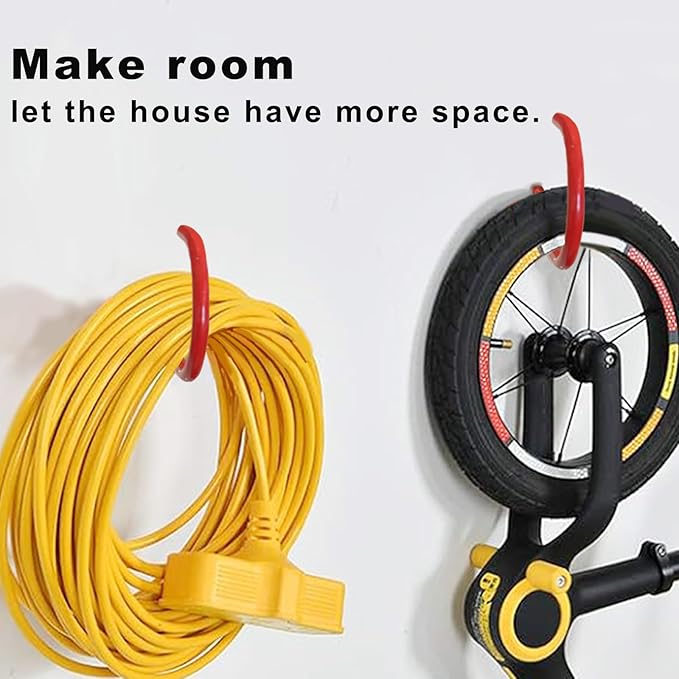 5-Pack Red Garage Bike Rack Heavy Duty Hooks for Wall Mount and Screw in Ceiling Hook for Hanging Bicycle Storage