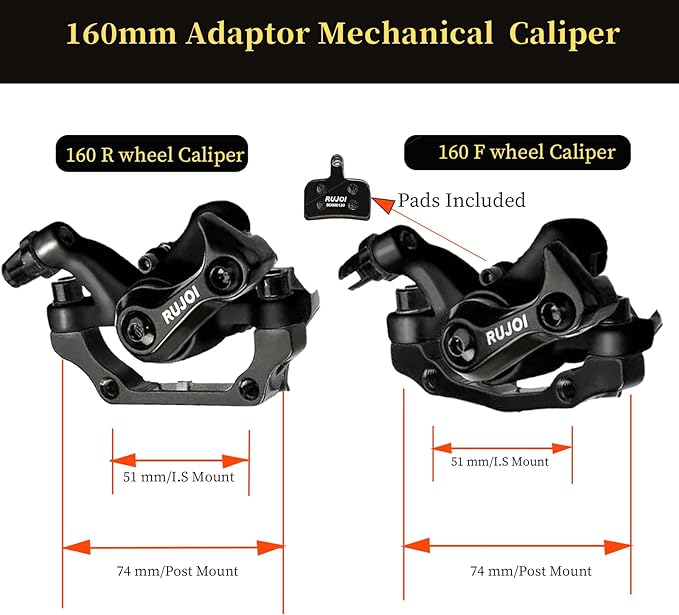RUJOI Bike Disc Brake Kit, Aluminum Front and Rear Caliper, 160mm Rotor, Mechanic Tool-Free Pad Adjuster for Road Bike, Mountain Bike …