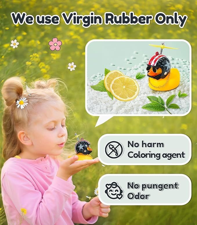 Rubber Duck Bike Decorations [New Stable Clamp Mount] Cute Squeak Duck Bike Bell [Two Helmet Propeller] Funny Bike Accessories E Scooter Motorcycle Cycling Gifts
