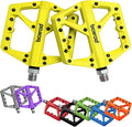 MTB Pedals Large Mountain Bike Pedals, Lightweight Nylon Fiber Composite Bicycle Platform Pedals, Grippy Pedals w 18 Pins, Cr-Mo Spindle fit w 2 Bearings, Clipless Pedals for BMX MTB Bike 9/16"