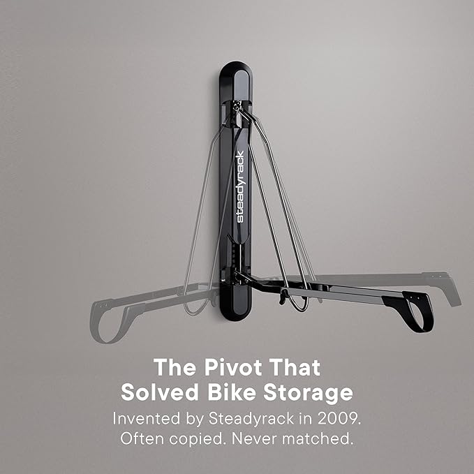 Steadyrack Bike Rack for Fat Bikes - The Original Wall Mounted Vertical Bike Storage - Fits Fat Tires - Space Saving Pivot Design - Heavy-Duty Steel Rack for Indoor Garage, Apartment or Home Use