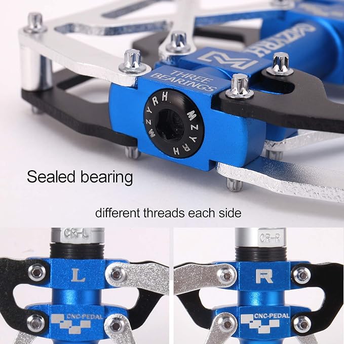 MZYRH Mountain Bike Pedals, Ultra Strong Colorful CNC Machined 9/16" Cycling Sealed 3 Bearing Pedals