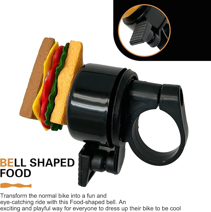 Bike Sandwich Bell, Aluminum Alloy Bicycle Bell with Plastic Base, Loud Crisp Clear Sound Bicycle Bells, Universal for Road Mountain Scooter Tricycles Bike