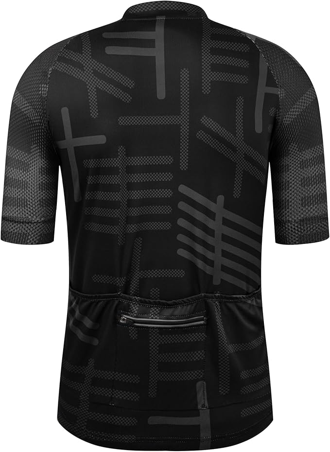 GCRFL Men's Cycling Jersey Short Sleeve Biking Shirt with 3 Rear Pockets + Zipper Pocket Breathable Quick Dry Bicycle Jersey