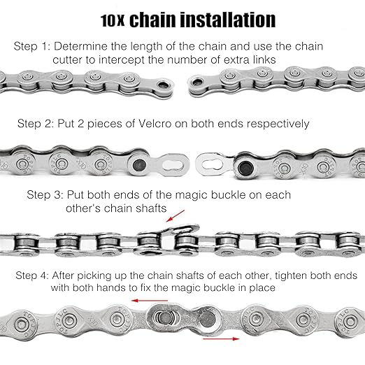 Bike Chain 1/2" x 11/128" 116 Links 10 Speed Bicycle Chain,Bike Chains MTN BTX MTB Mountain Bike Road,10-Speed Chain