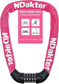 NDakter Bike Lock, 5 Digit Combination Heavy Duty Anti Theft Bicycle Chain Lock, 2.62/3.2/4.27/5/6Ft Long, High Security Resettable, Suitable for Bike, Scooter, Door, Gate, Fence-4/6mm Thick